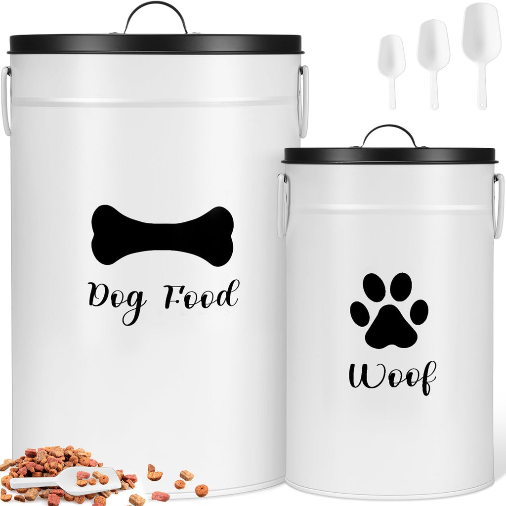 White Metal Dog Food Storage Containers M7320