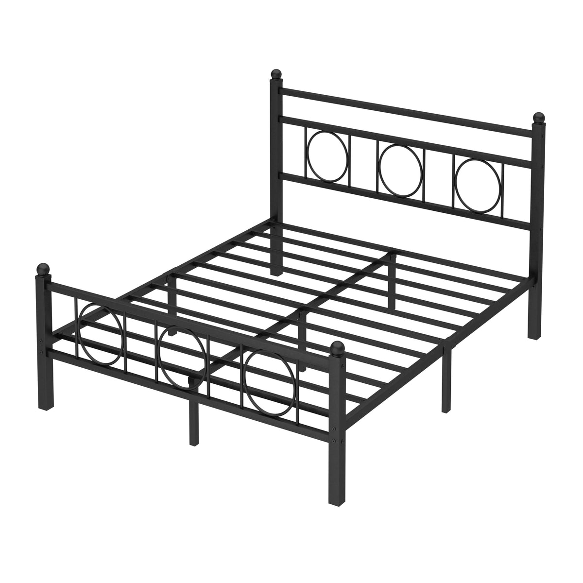 Black Full Bed Frame with Headboard T7299