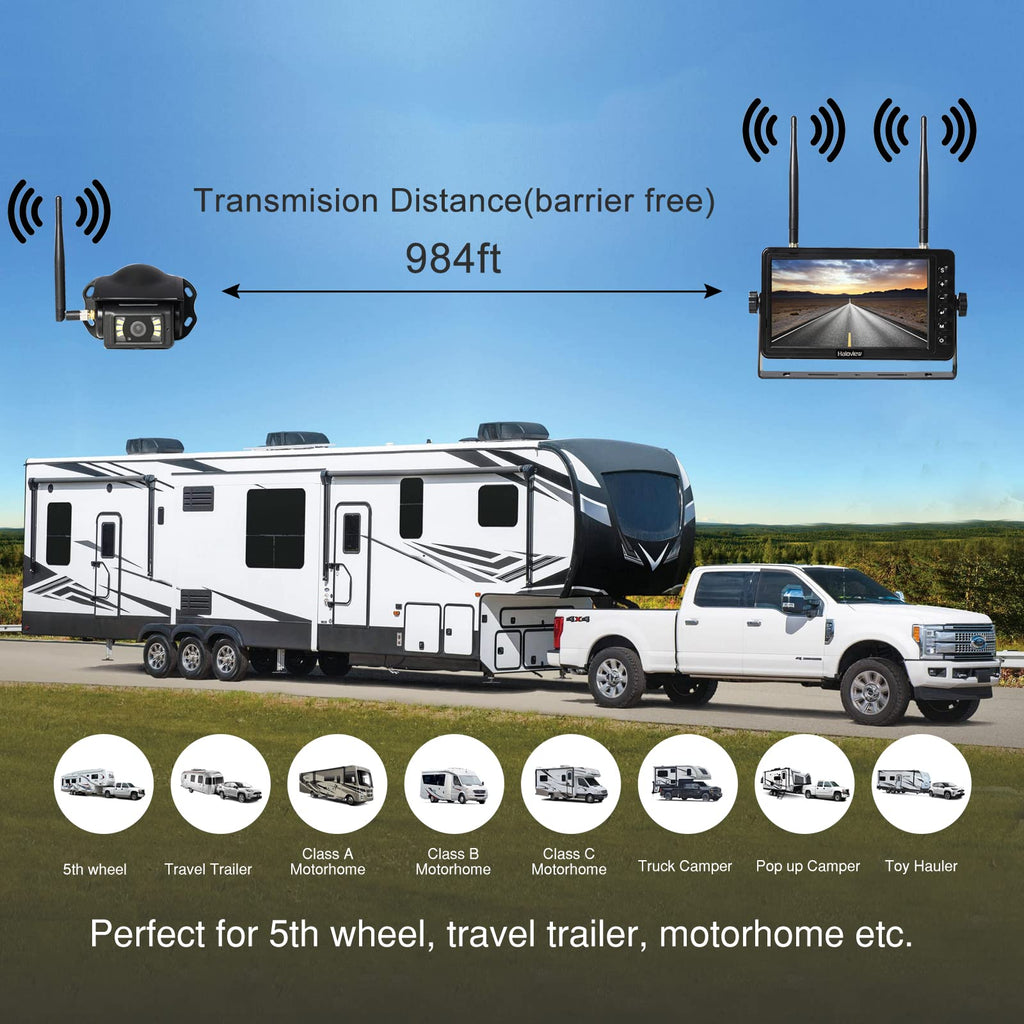Wireless RV Backup Camera 1080P 7" Monitor System T2453