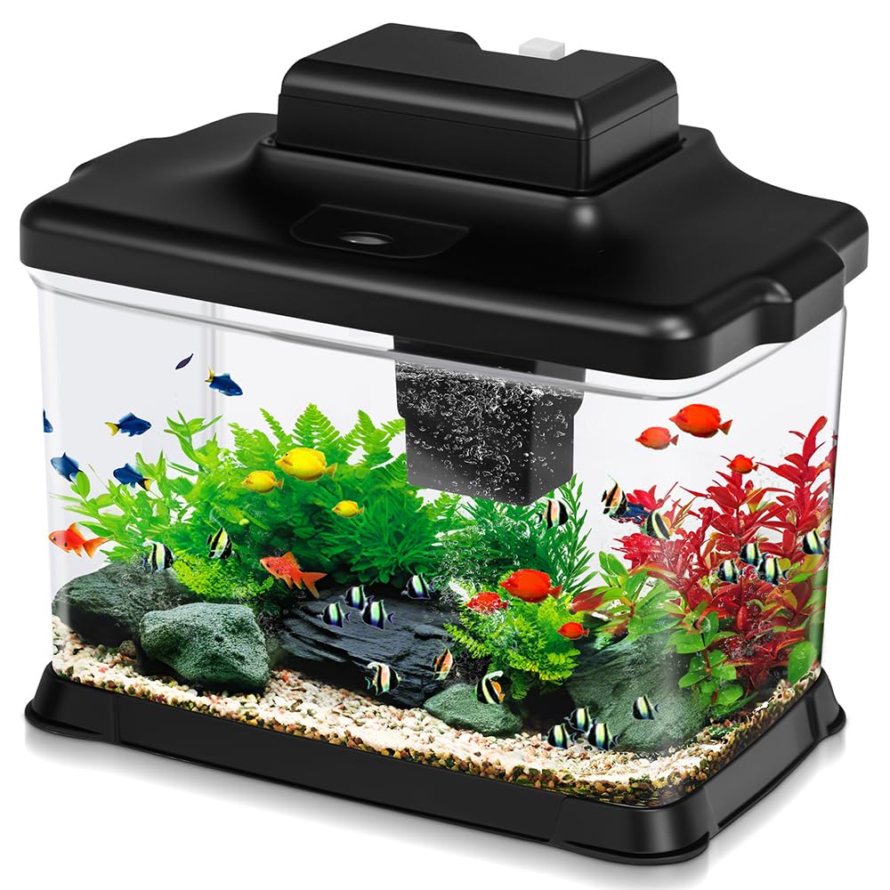 1.6 Gallon Ultra-Clear Aquarium Starter Kit with LED Lighting and Filter U45094