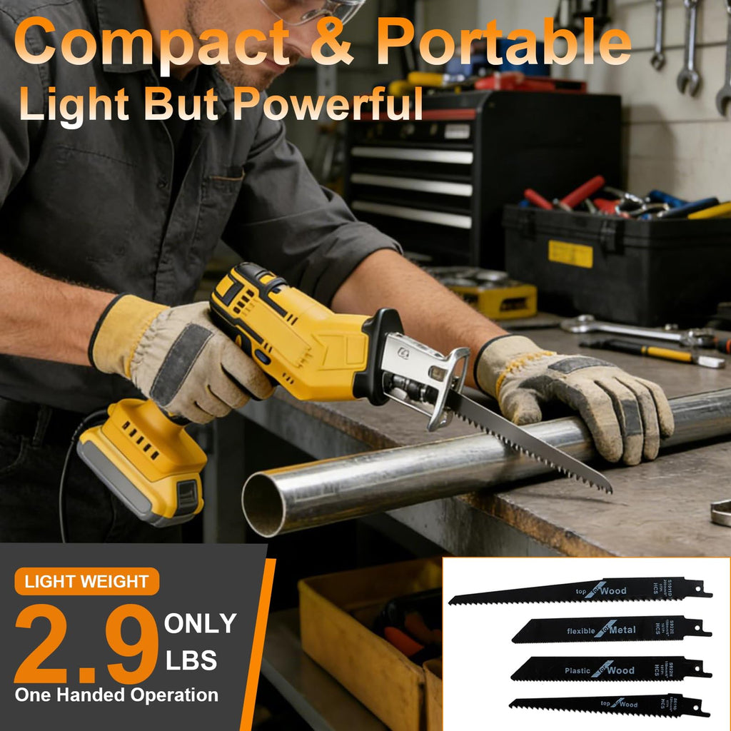 Cordless Reciprocating Saw 0-3500 SPM Variable Speed with 4 Blades G924
