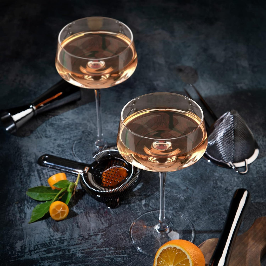 Hand Blown Martini Glasses Set of 4, 8 oz Crystal Cocktail Glass G12332