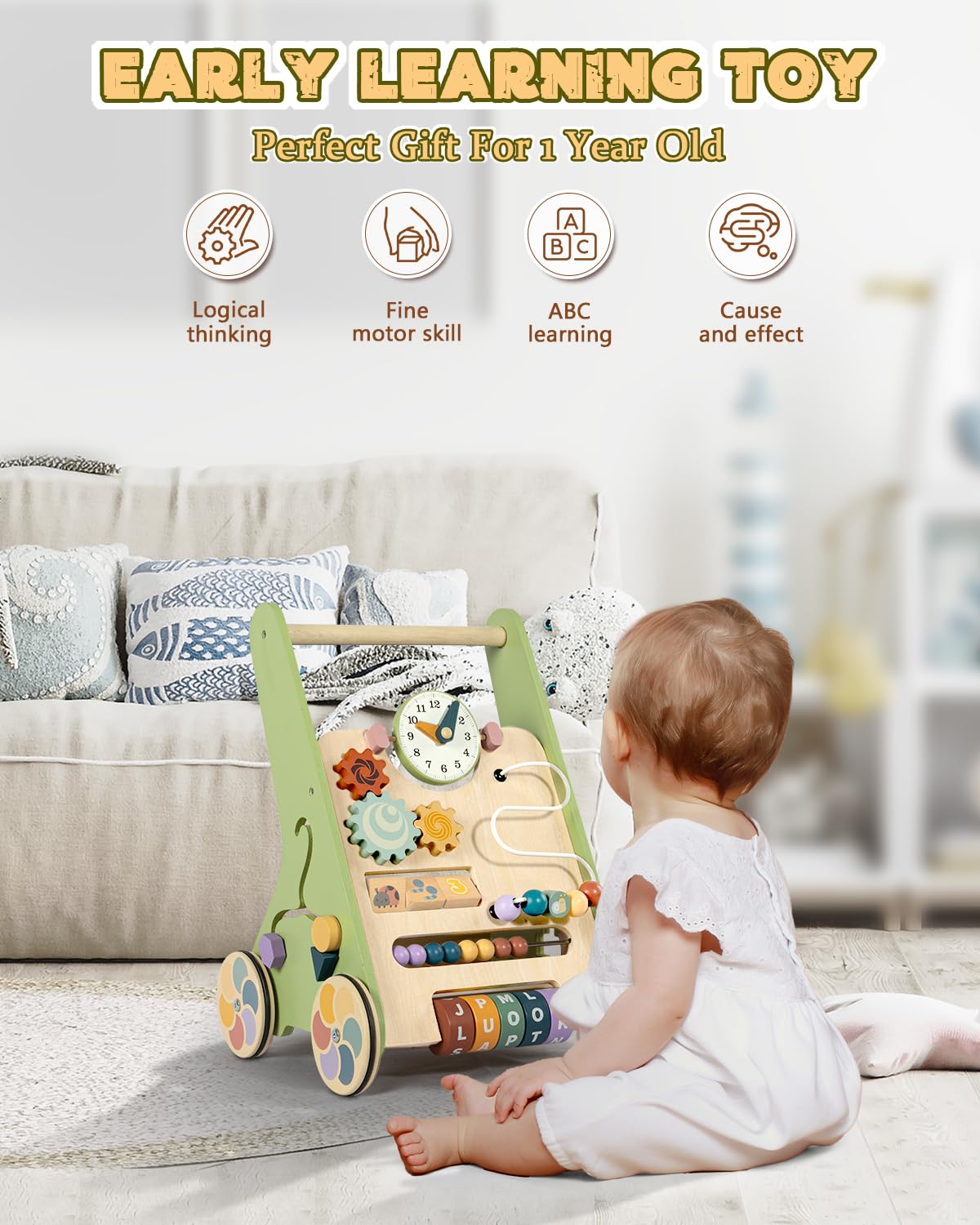 Wooden Push Walker with Wheels S925382