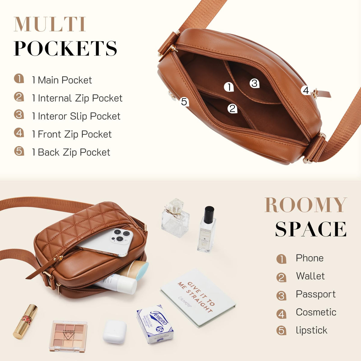 Quilted Crossbody Purse with Adjustable Strap H91032