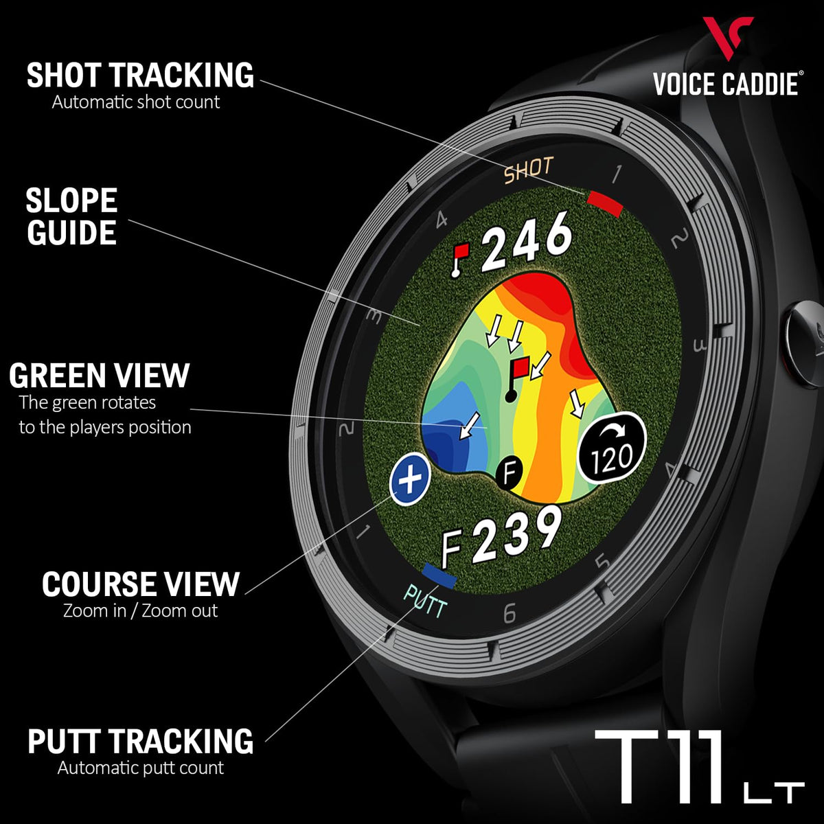 GPS Golf Watch with Green Undulation Slope Mode 1.2" Color Touchscreen Q705259