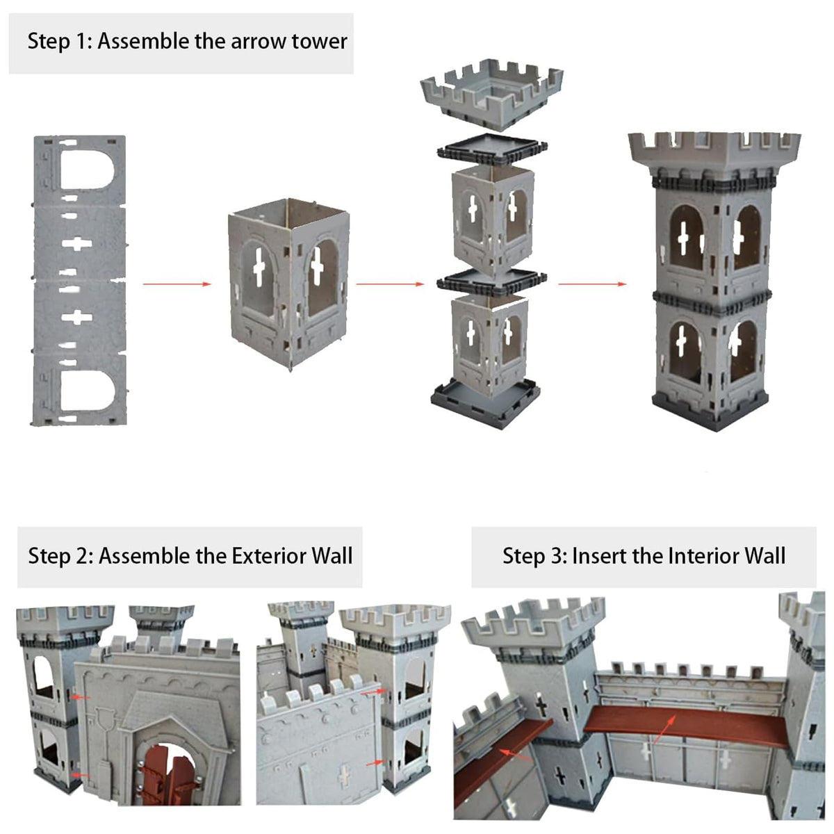 Medieval Castle Toy Building Set with Cavalry and Arrow Tower Q54070