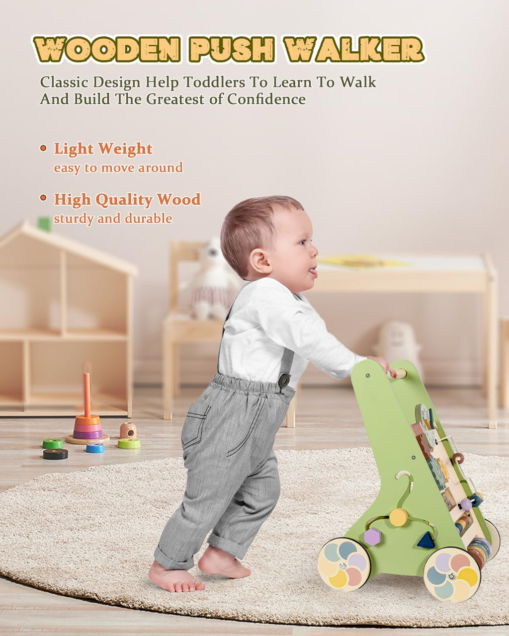 Wooden Push Walker with Wheels S925382
