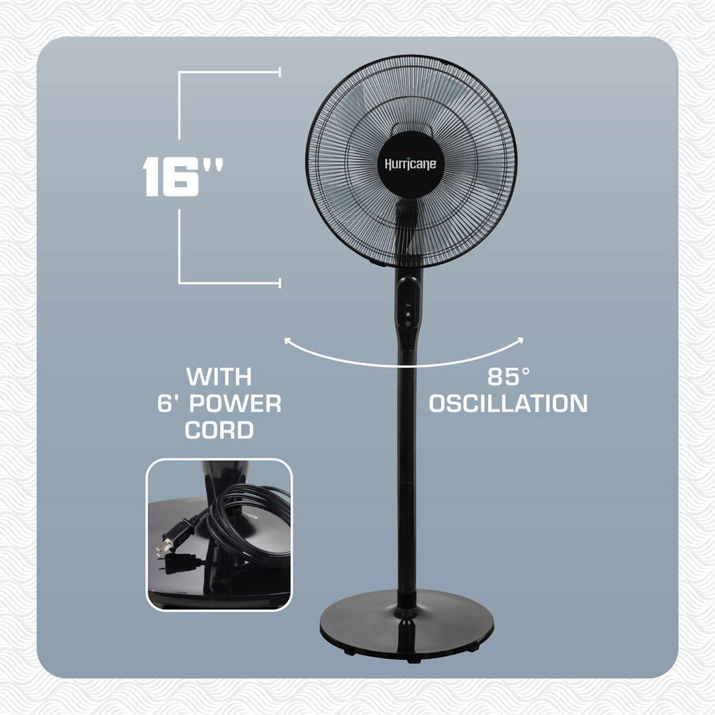 2 Pack Oscillating Pedestal Stand Fan, 12-Speed, 16", Black with Remote Control V66486