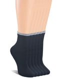 6 Pairs Bamboo Rayon Breathable Quarter Socks with Seamless Toe B44082