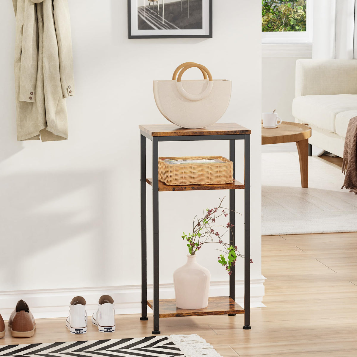 3 Tier End Table with Storage Shelves B3363