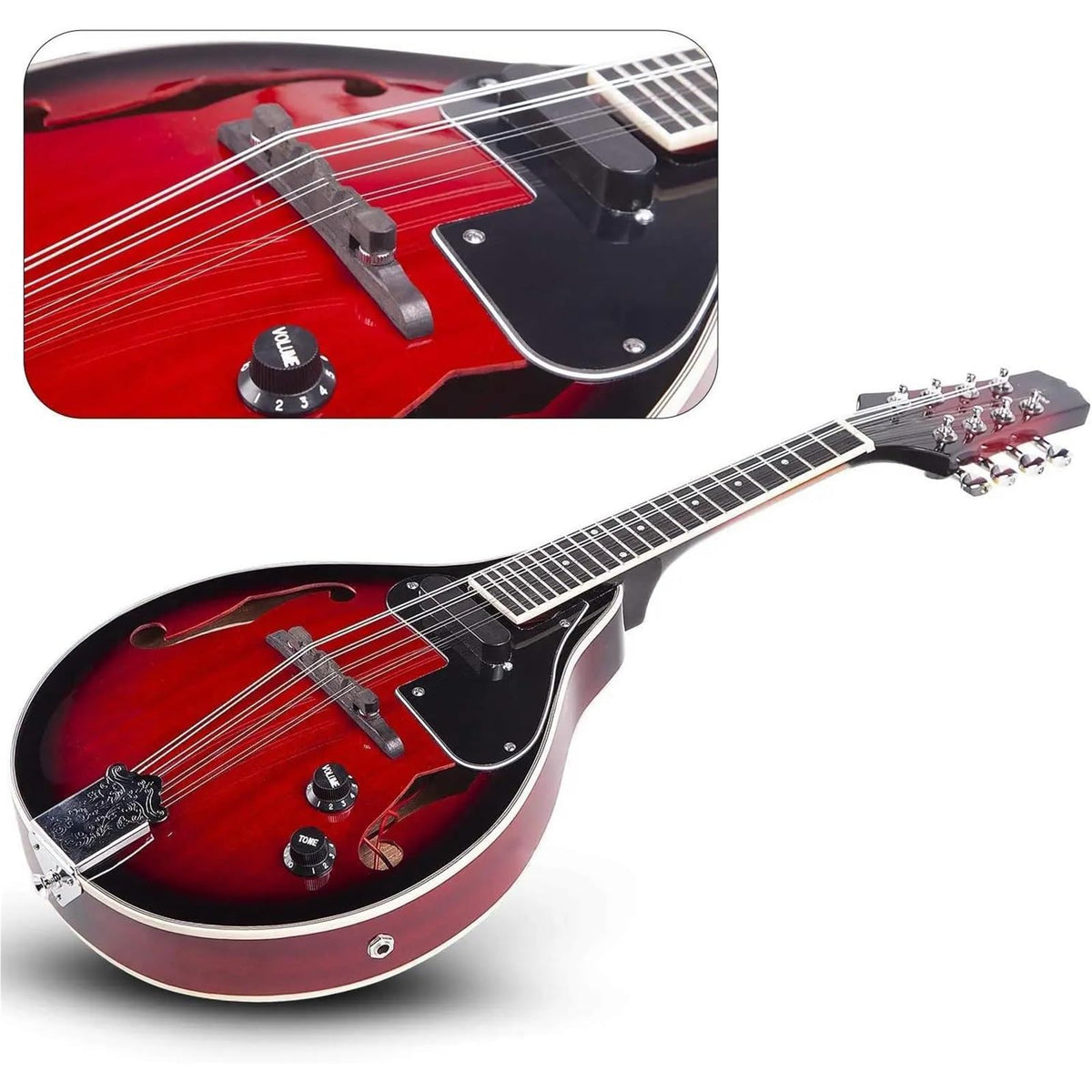 Red Sunburst Mahogany Wood A Style Acoustic Electric Mandolin Q694792