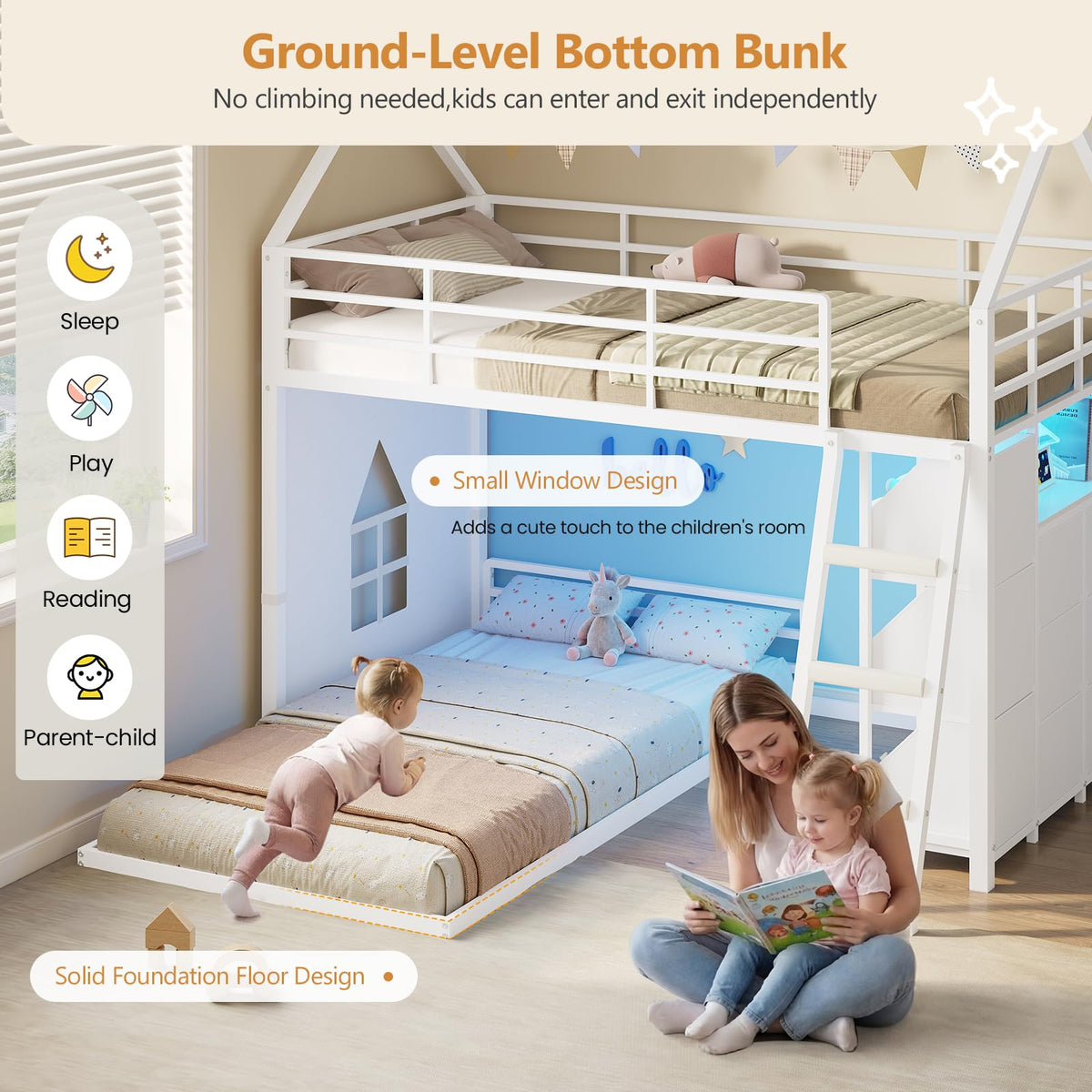 Twin Over Twin Bunk Bed with 6 Storage Drawers Y291541
