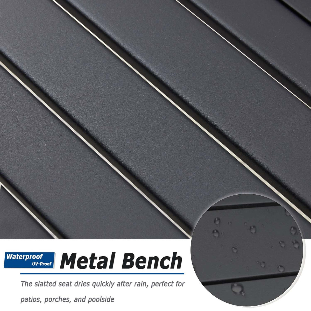 Black Set of 2 Metal Outdoor Backless Bench T33886
