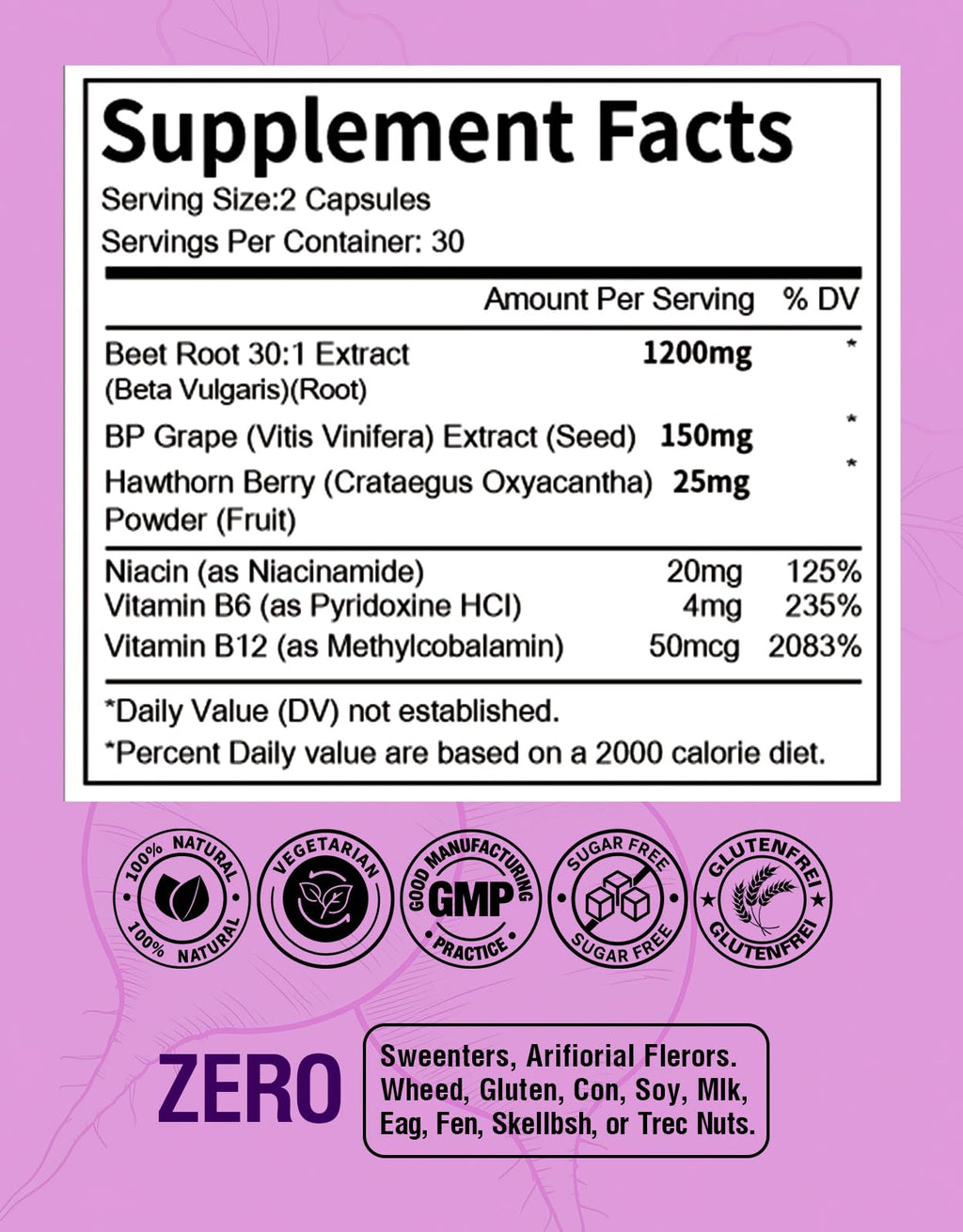 Beet Root Capsules 1200mg 60 Count U14683