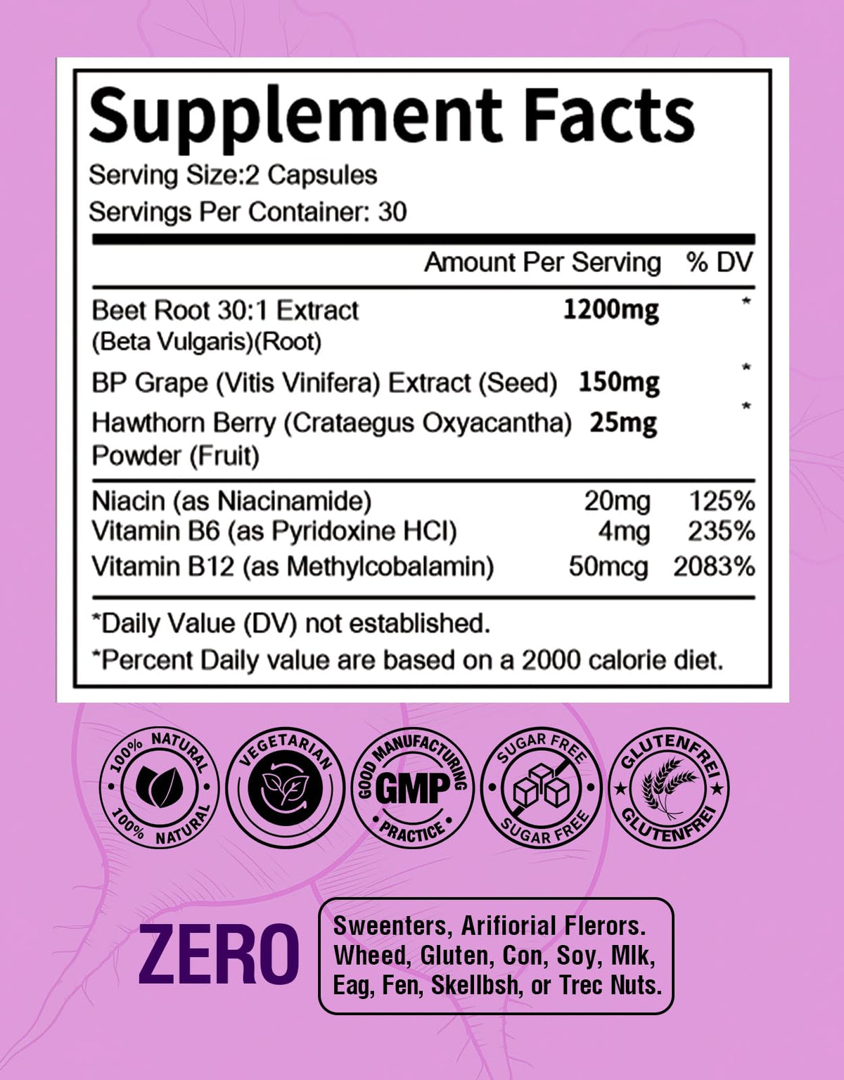 Beet Root Capsules 1200mg 60 Count U14683