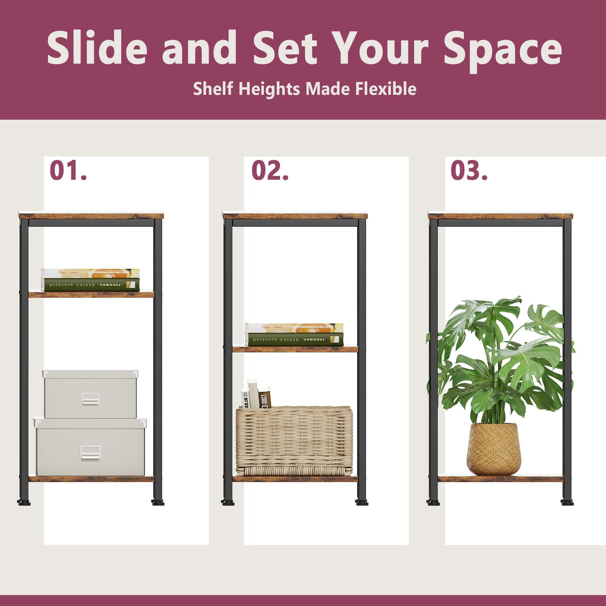 3 Tier End Table with Storage Shelves B3363