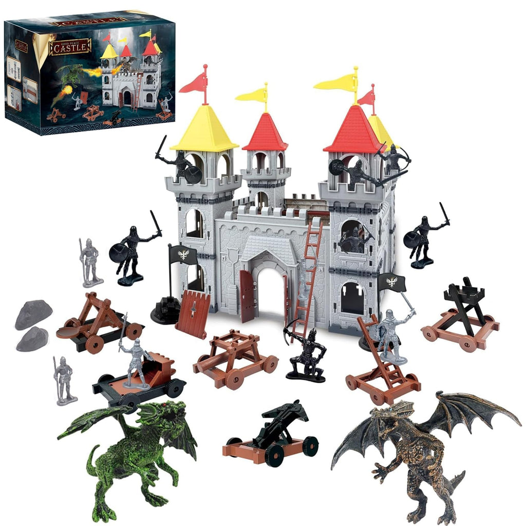 Medieval Castle Toy Building Set with Cavalry and Arrow Tower Q54070