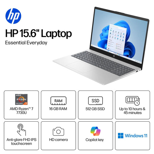 15.6 inch FHD IPS Touch Laptop, AMD Ryzen 7, 16GB DDR4 RAM, 512GB SSD W20116
