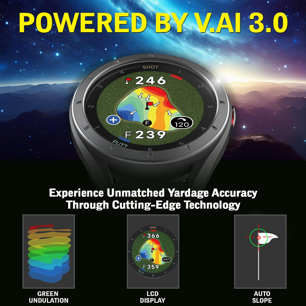 GPS Golf Watch with Green Undulation Slope Mode 1.2" Color Touchscreen Q705259