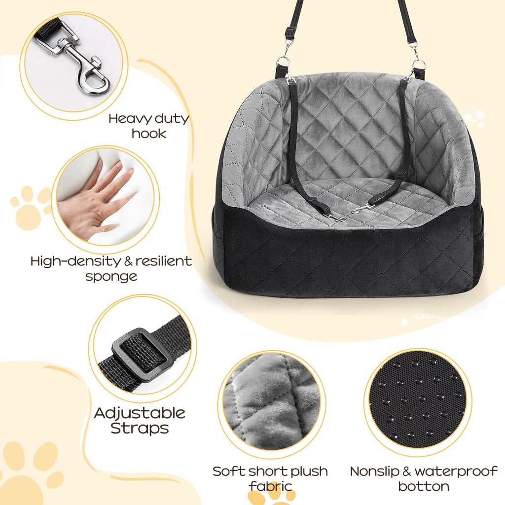 Dog Car Seat for Small Dogs Up to 30 Lbs, Grey-Black J856481