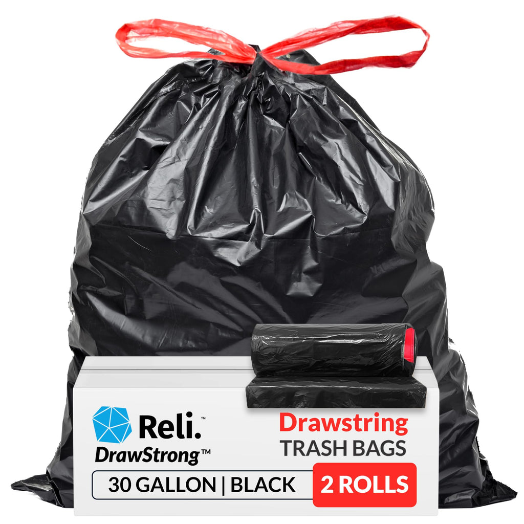 30 Gallon Black Drawstring Trash Bags 150 Count G265060