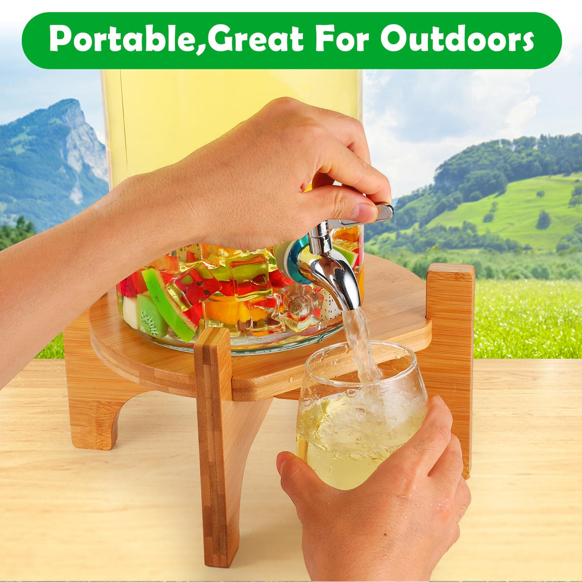 Bamboo Drink Dispenser Stand I4150