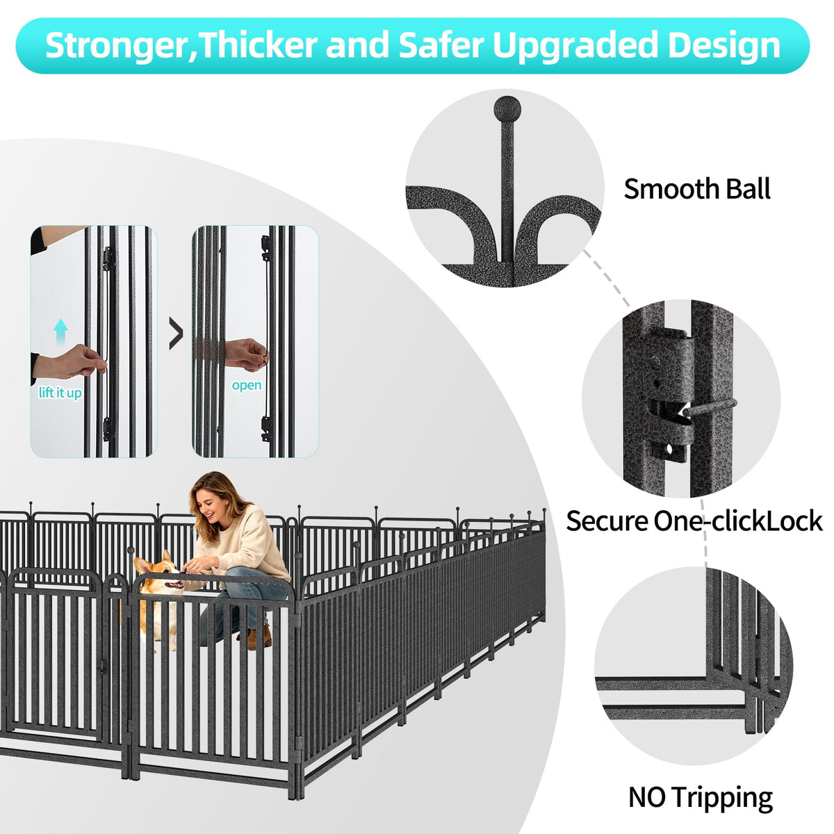 Dog Playpen Outdoor Silver 32'' 16 Panels 2 Gates S750053