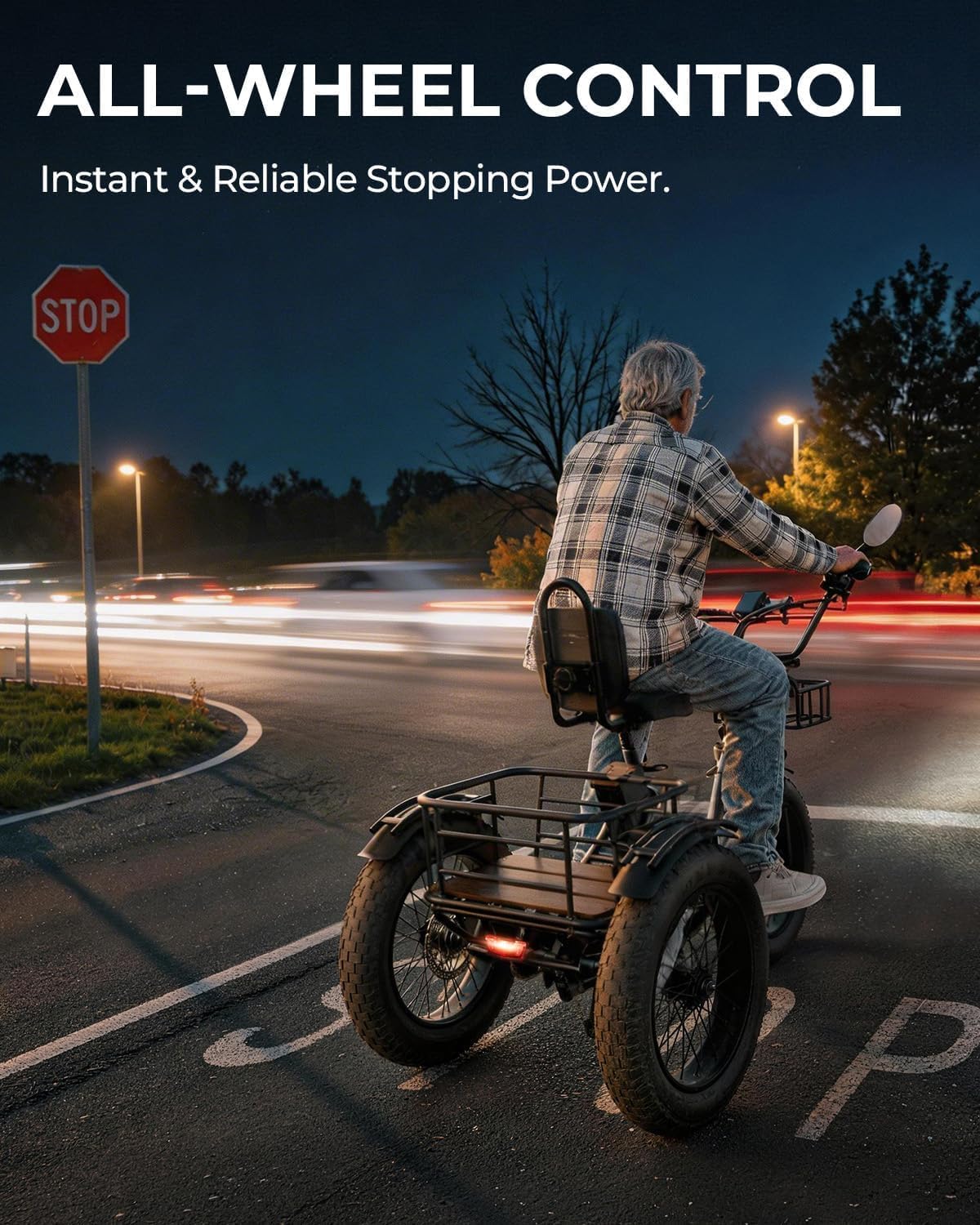 750W Folding Fat Tire Electric Tricycle with Basket H52384