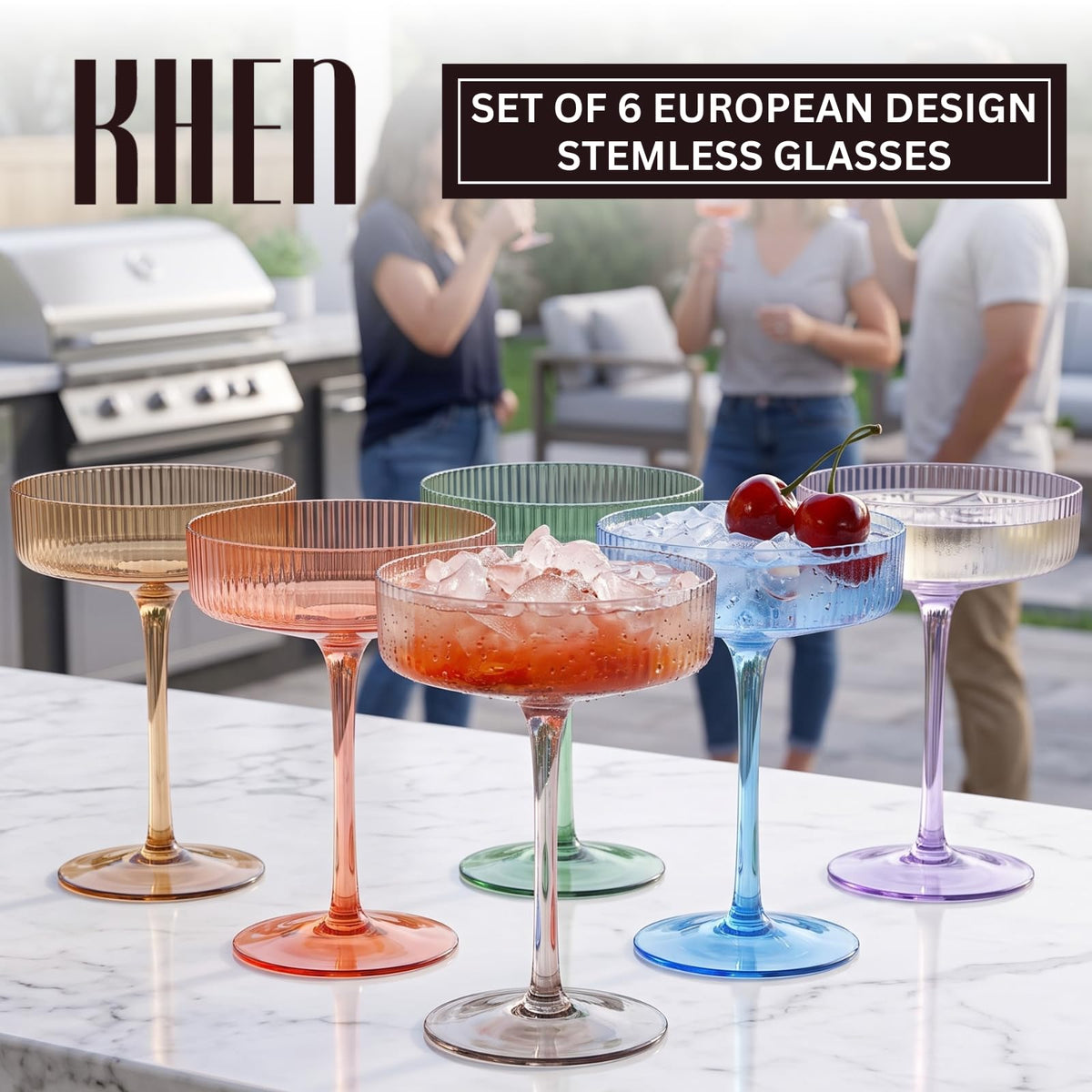 Ribbed Coupe Glasses 8oz 6 Pieces U923450