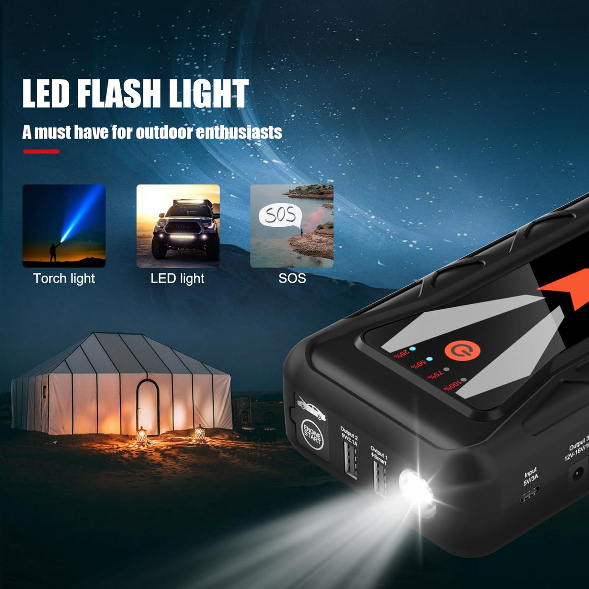 12V Car Jump Starter, 16800mAh J259523