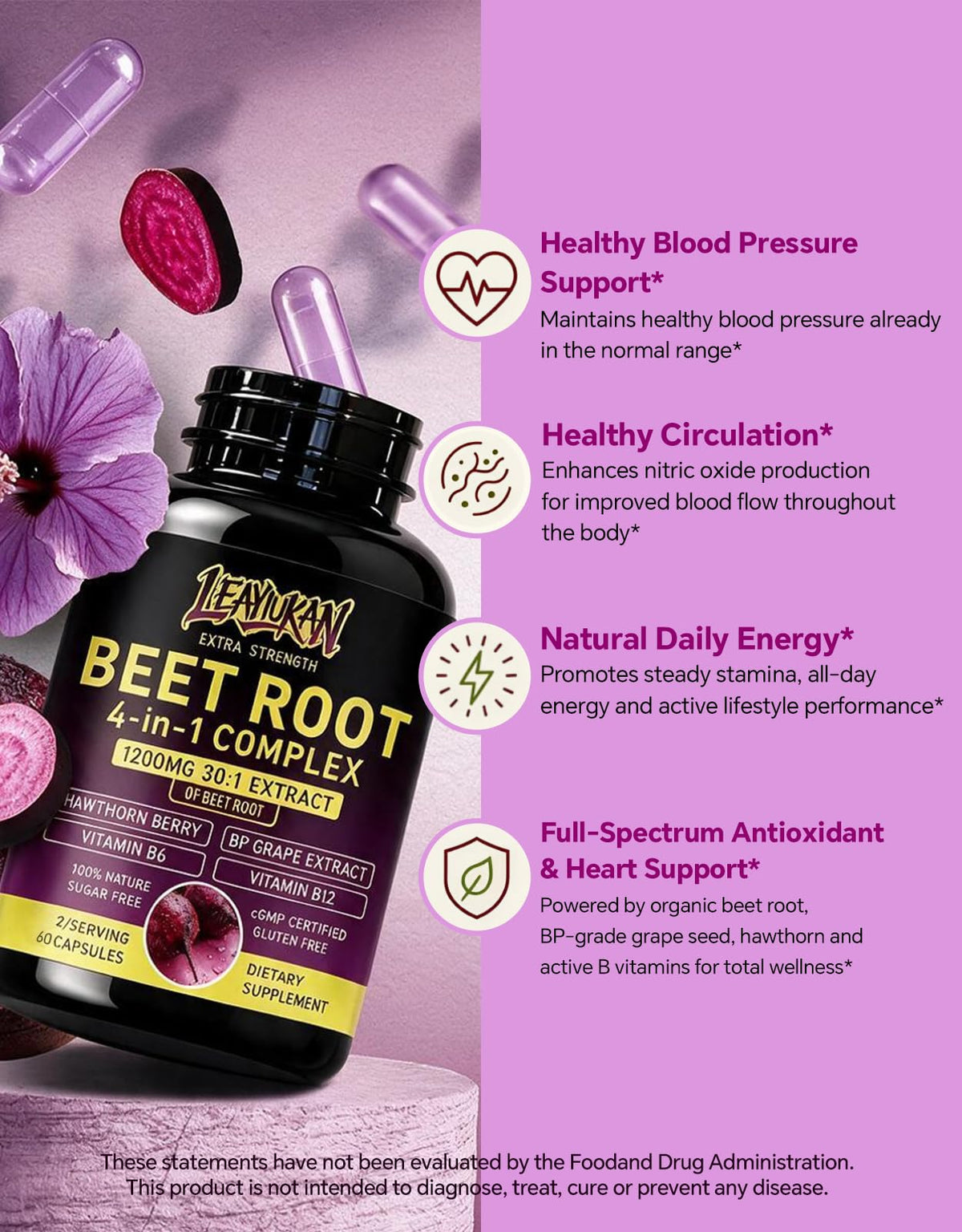 Beet Root Capsules 1200mg 60 Count U14683