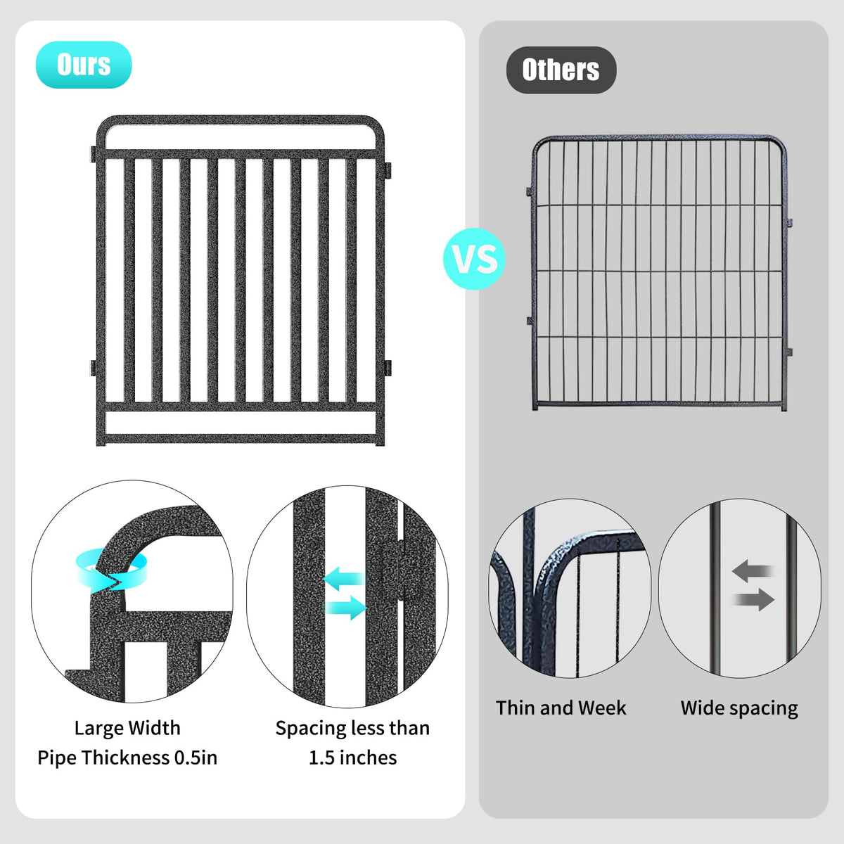 Dog Playpen Outdoor Silver 32'' 16 Panels 2 Gates S750053