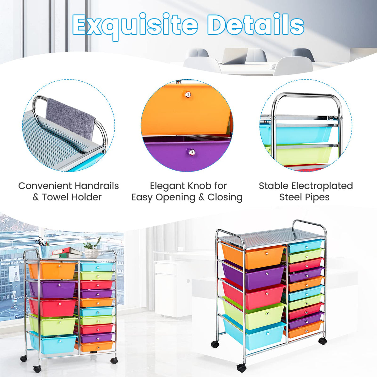 Multicolor 15 Drawer Rolling Storage Cart X19705