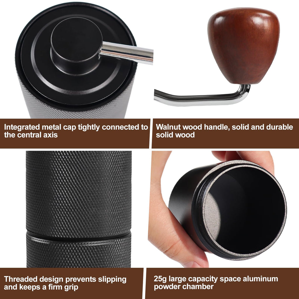 Manual Coffee Grinder Detachable Stainless Steel Conical Burr Black M7951