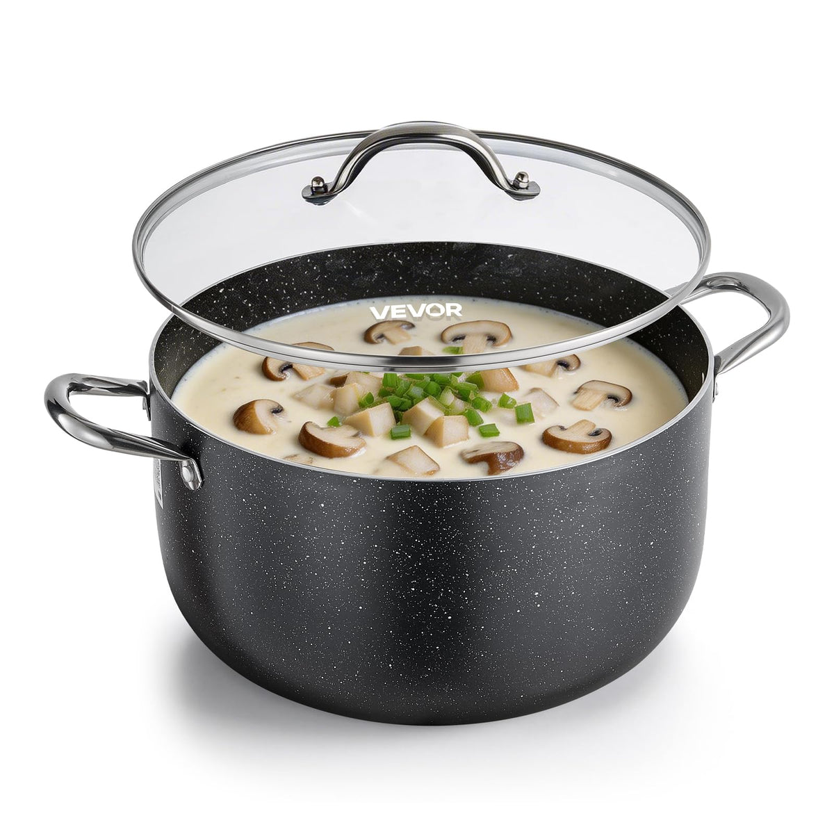 12-Quart Nonstick Ceramic Aluminum Stock Pot with Glass Lid V6446