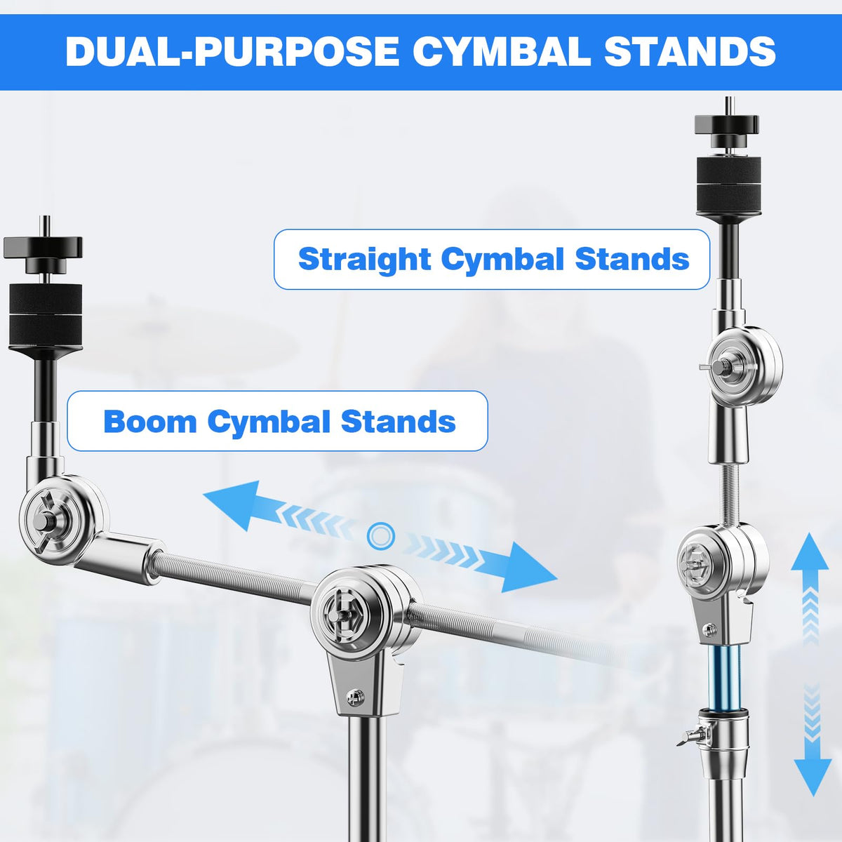 Adjustable Boom Cymbal Stand with Double Braced Legs O3873