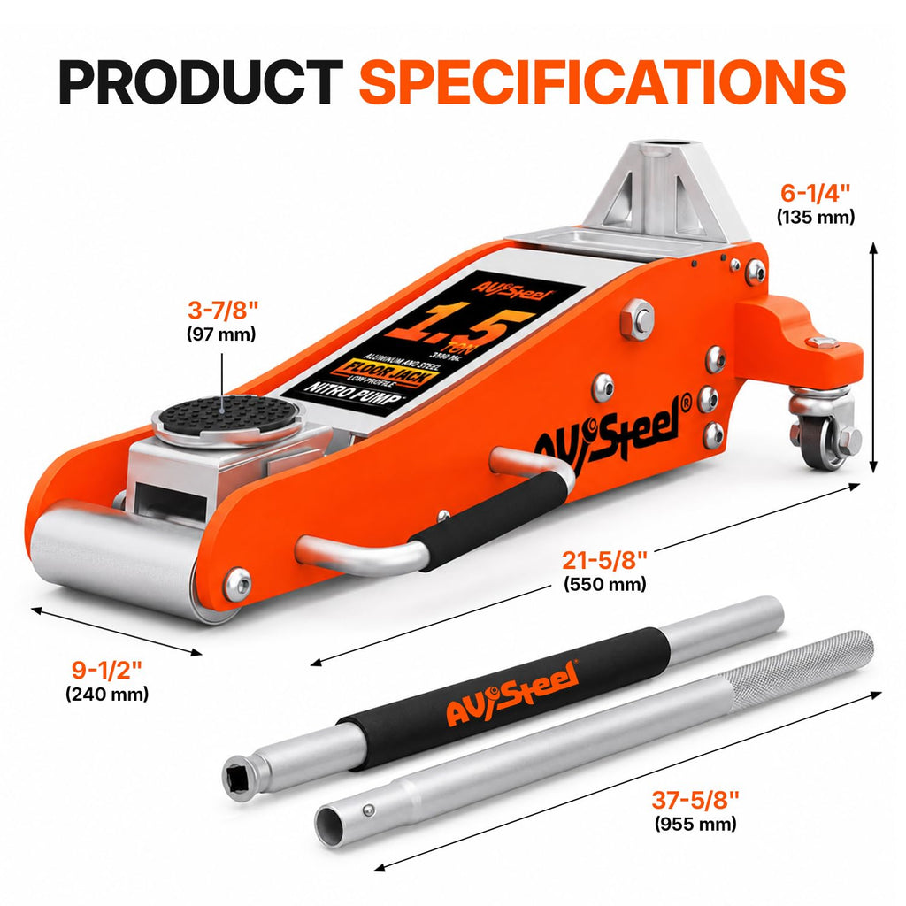 1.5 Ton Aluminum Steel Low Profile Hydraulic Floor Jack E1793