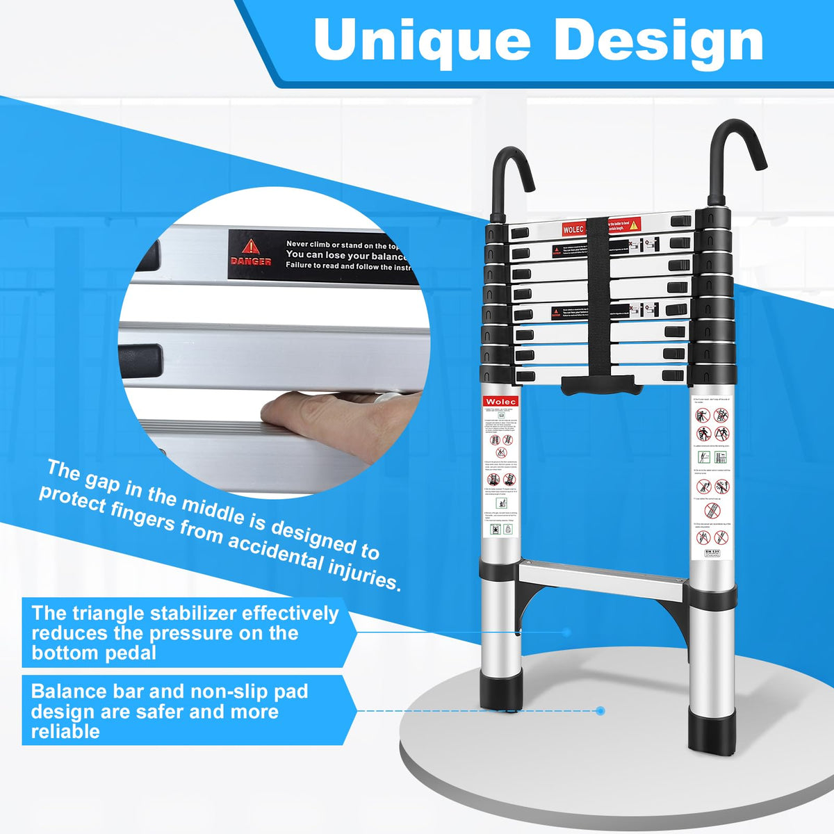 Telescoping Ladder with Hooks, 8.5 FT, 330 lb Capacity Y575668