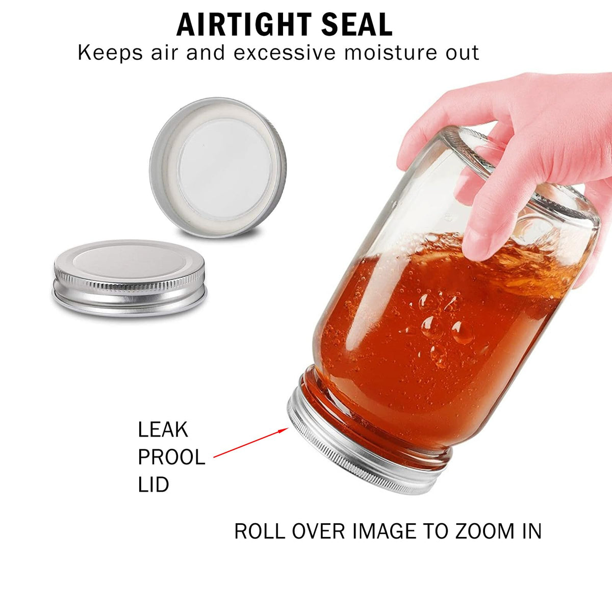 16oz Regular Mouth Glass Mason Jars with Airtight Lids, 4 Pack A9480