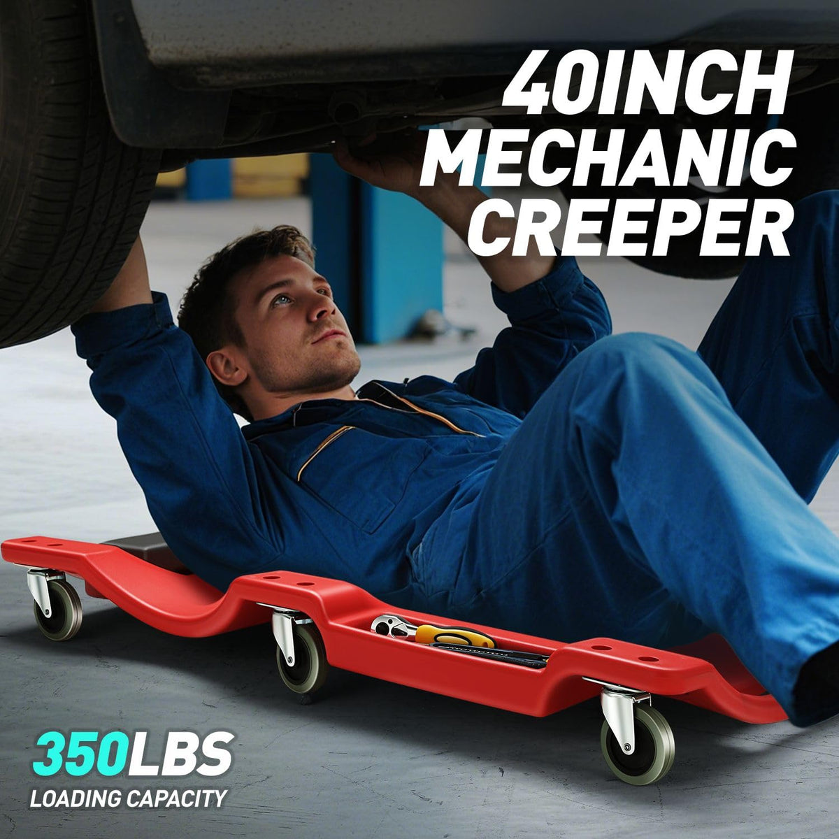 40 Inch Low Profile Rolling Creeper with Padded Headrest O75707