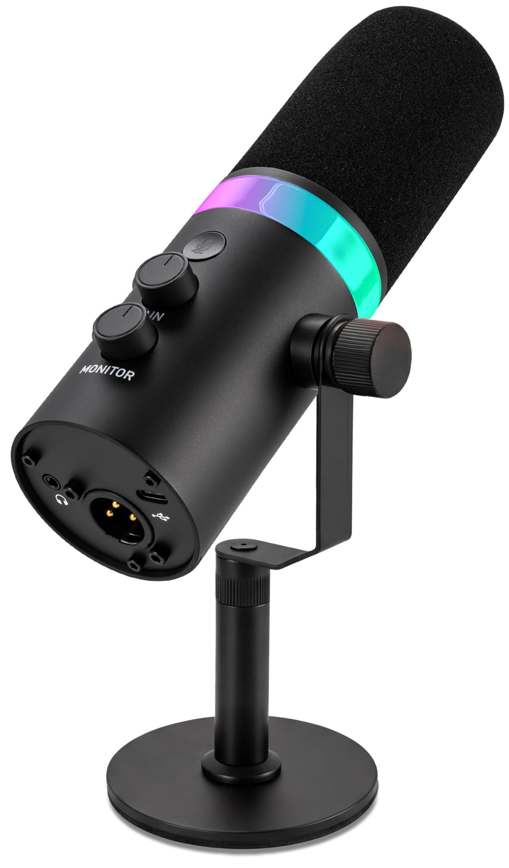 USB/XLR Cardioid Recording Microphone with RGB Lighting and Desktop Stand N81121