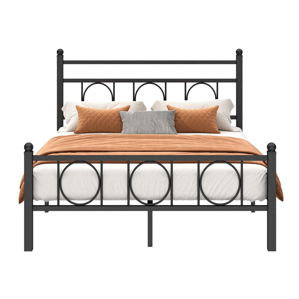 Black Full Bed Frame with Headboard T7299