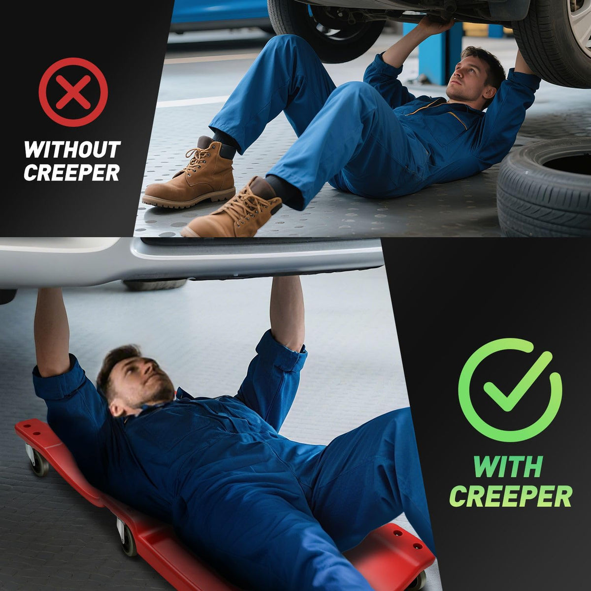40 Inch Low Profile Rolling Creeper with Padded Headrest O75707