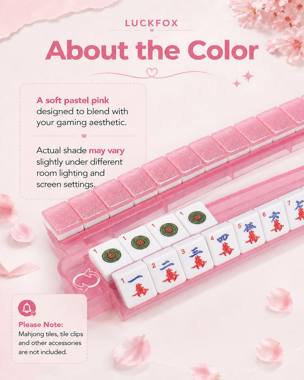 Pink Glitter Acrylic Mahjong Racks with Pushers Set of 4 C42829