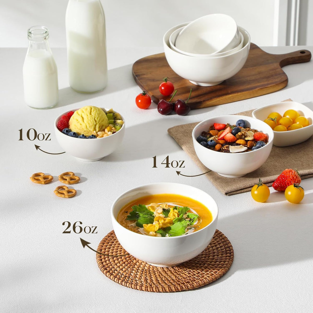 White 26 Oz Ceramic Soup Bowls of 4 W78828