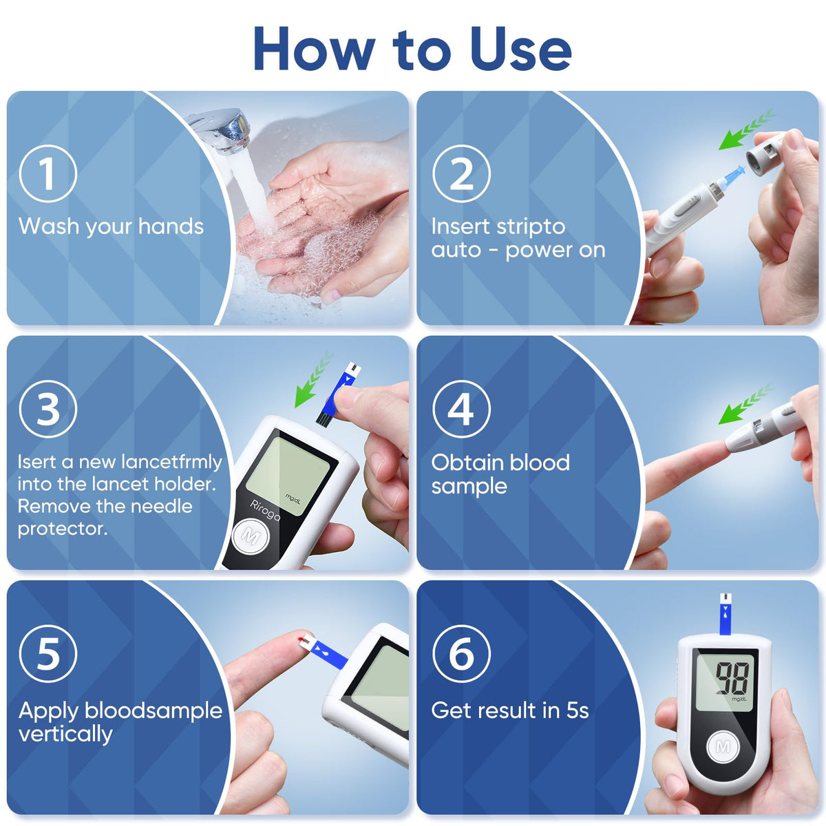 Blood Glucose Monitor Kit with 100 Strips, 100 Lancets, Lancing Device, No Coding L783629