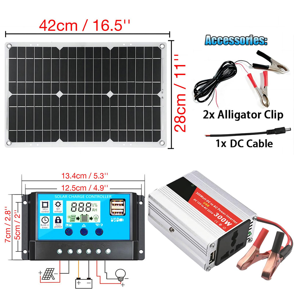 300W Off-Grid Solar Inverter Kit with 30A PWM Controller X6395