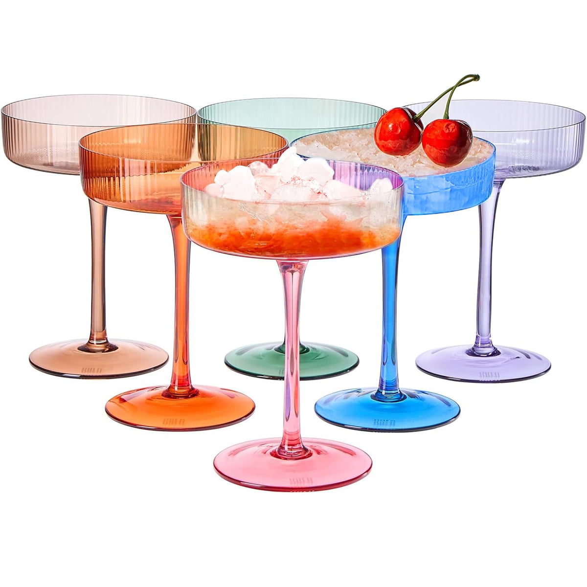 Ribbed Coupe Glasses 8oz 6 Pieces U923450