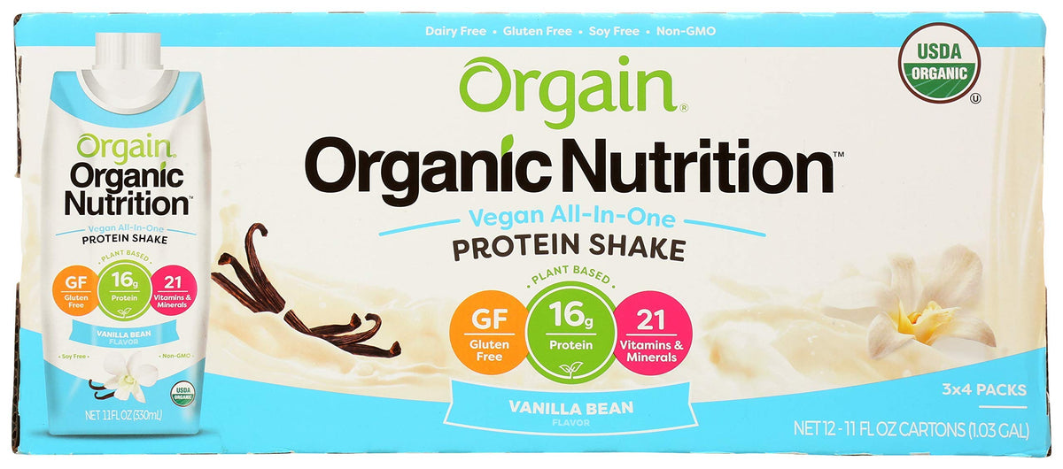 Organic Vegan Plant Based Nutritional Shake Vanilla Bean 11 Ounce 12 Count O274937