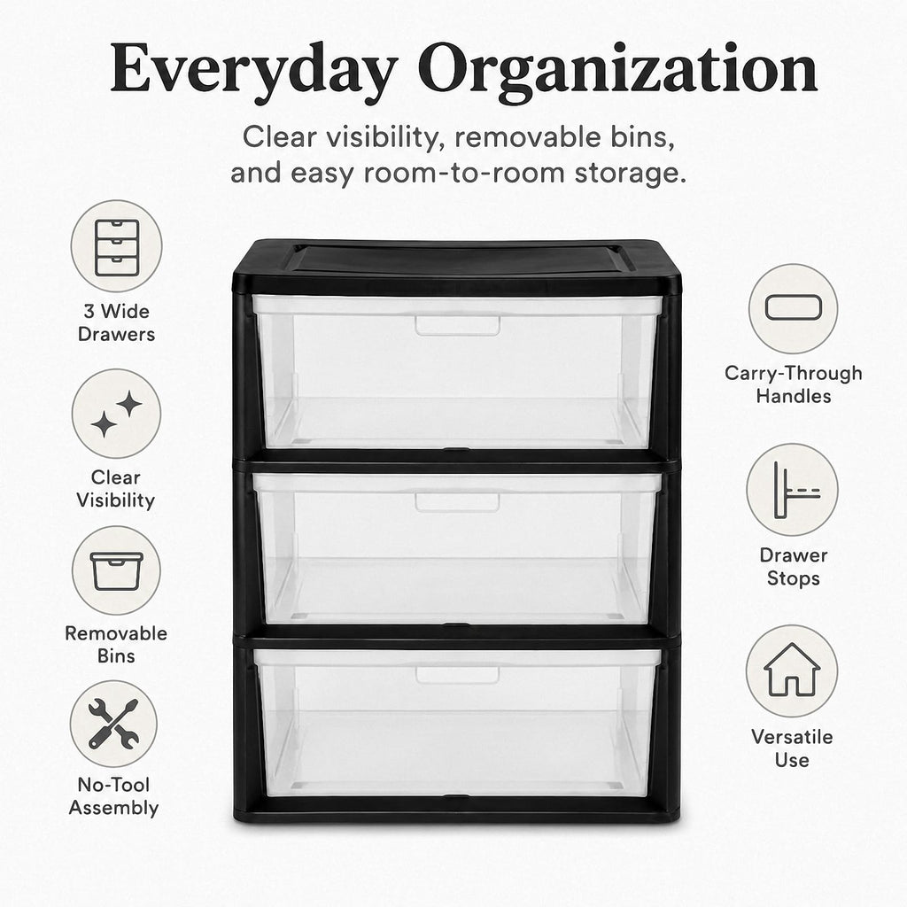 3 Drawer Plastic Storage Cart P969